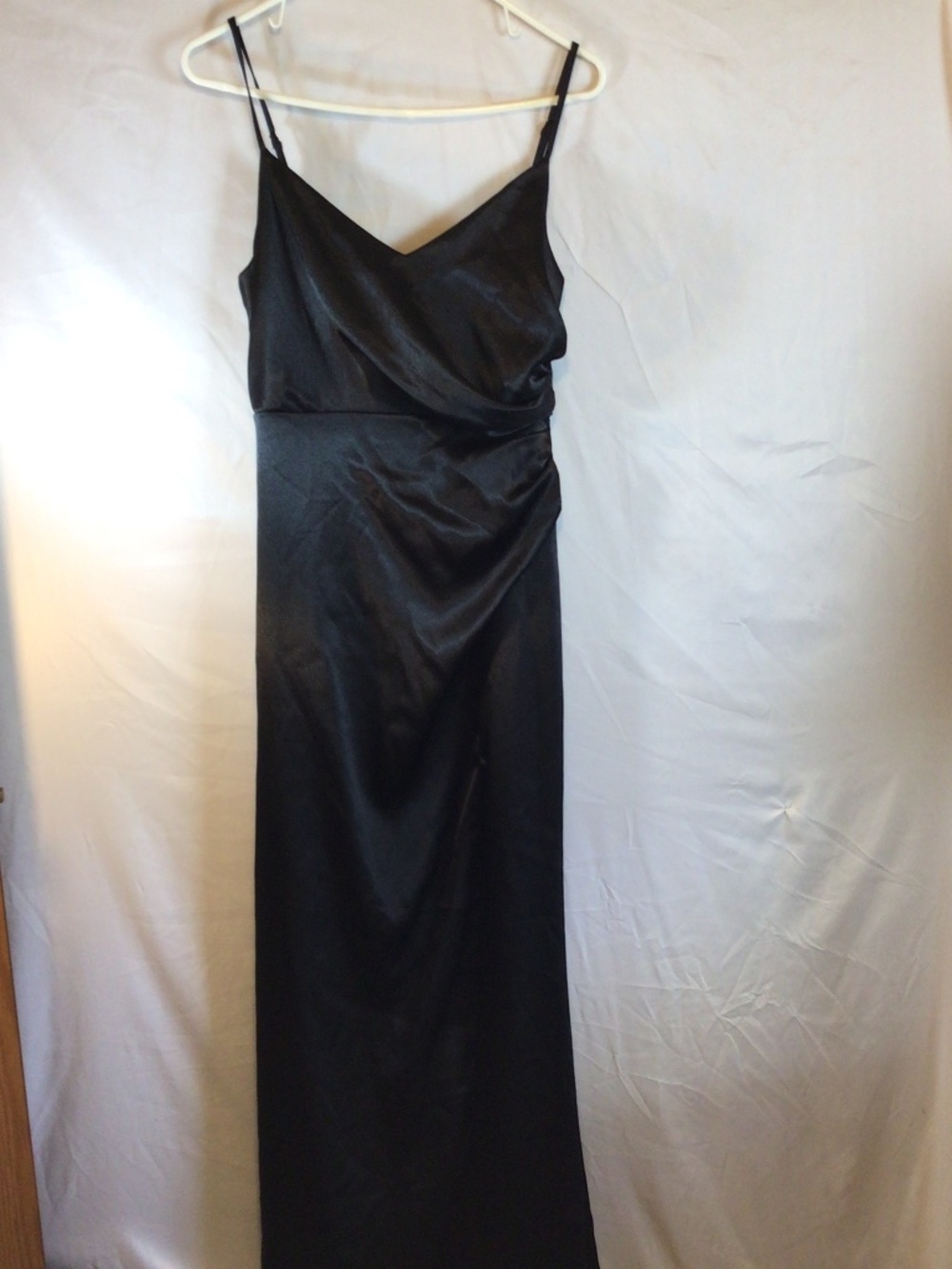 Birdy Grey Black Satin Maxi Dress Small Formal Slip Dress Bridesmaid Y2K Elegant